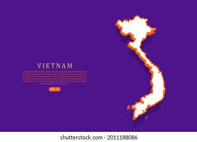 Vietnam map - World map vector template with isometric style including shadow, white and orange color on purple background - Vector illustration eps 10