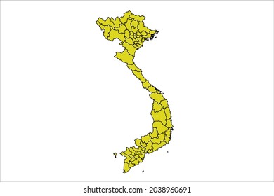 Vietnam map yellow Color on White Backgound