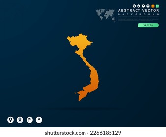 Vietnam map of Yellow and orange gradient on dark background vector.