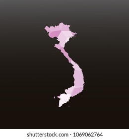 Vietnam map-Purple map made of hexagon on black and gray background, gradient color. Vector illustration eps 10.