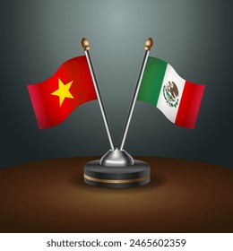 Vietnam and Mexico table flags relation with gradient backgrund. Vector Illustration