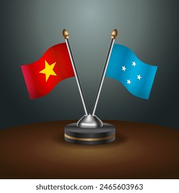Vietnam and Micronesia table flags relation with gradient backgrund. Vector Illustration
