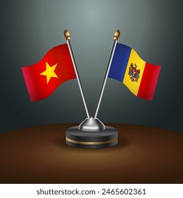 Vietnam and Moldova table flags relation with gradient backgrund. Vector Illustration