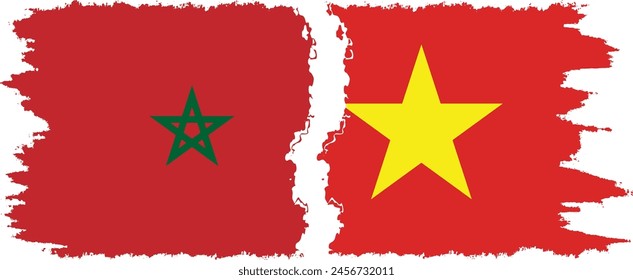 Vietnam and Morocco grunge flags connection, vector