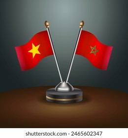 Vietnam and Morocco table flags relation with gradient backgrund. Vector Illustration