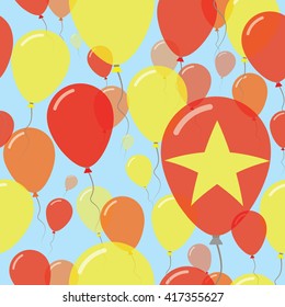 Vietnam National Day Flat Seamless Pattern. Flying Celebration Balloons in Colors of Vietnamese Flag. Vietnam Patriotic Background with Celebration Balloons.