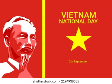 vietnam national day. a poster to celebrate and welcome vietnam independence, with big vietnamese figures