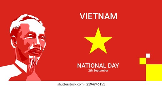 vietnam national day. a poster to celebrate and welcome vietnam independence, with big vietnamese figures