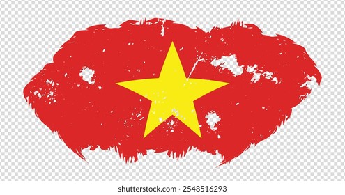 Vietnam national flag with distressed stroke brush effect on isolated background