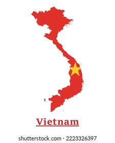 Vietnam National Flag Map Design, Illustration Of Vietnam Country Flag Inside The Map