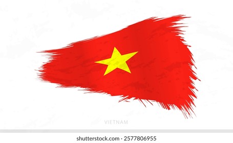 Vietnam National Flag with Textured Brush Strokes. Artistic Brush Stroke Design.