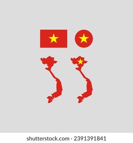 Vietnam national map and flag vectors set....