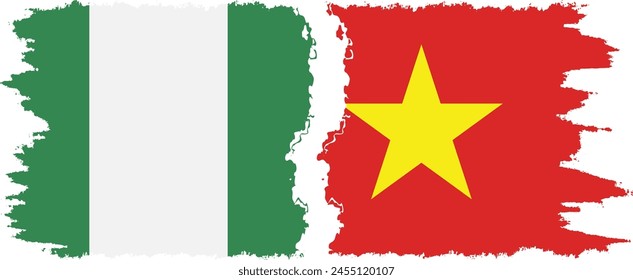 Vietnam and Nigeria   grunge flags connection, vector