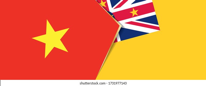 Vietnam and Niue flags, two vector flags symbol of relationship or confrontation.