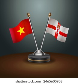 Vietnam and Northern Ireland table flags relation with gradient backgrund. Vector Illustration