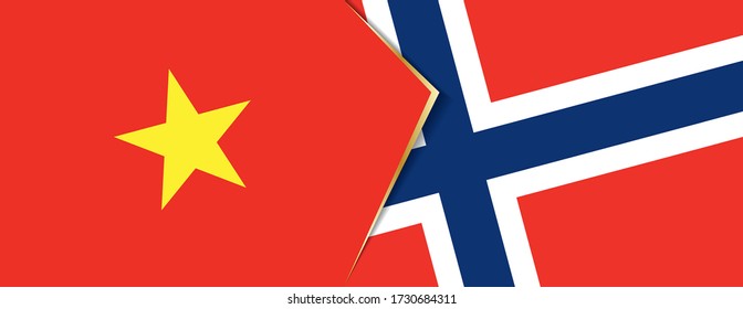 Vietnam and Norway flags, two vector flags symbol of relationship or confrontation.