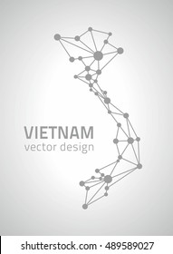 Vietnam outline grey and silver vector triangle map