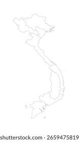 Mapa Esquema de Vietnam - Plantilla de Alta Resolución. Perfecto para diseño, educación y presentaciones.