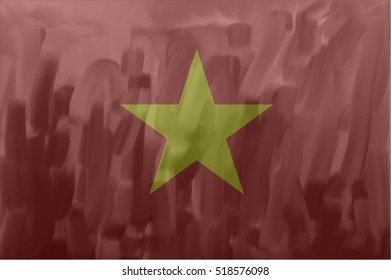 Vietnam painted / drawn vector flag. Dramatic, unusual look. Vector file contains flag and texture layers