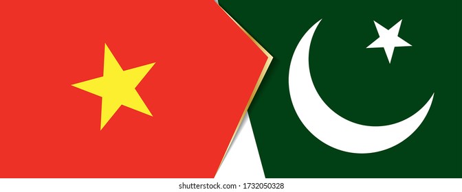 Vietnam and Pakistan flags, two vector flags symbol of relationship or confrontation.