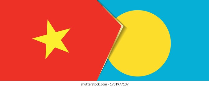 Vietnam and Palau flags, two vector flags symbol of relationship or confrontation.