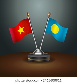 Vietnam and Palau table flags relation with gradient backgrund. Vector Illustration