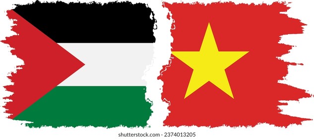 Vietnam and Palestine grunge flags connection, vector