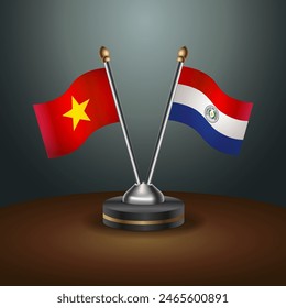 Vietnam and Paraguay table flags relation with gradient backgrund. Vector Illustration