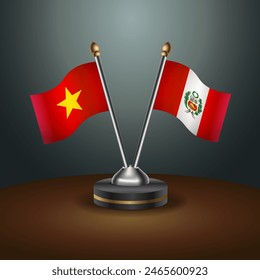 Vietnam and Peru table flags relation with gradient backgrund. Vector Illustration