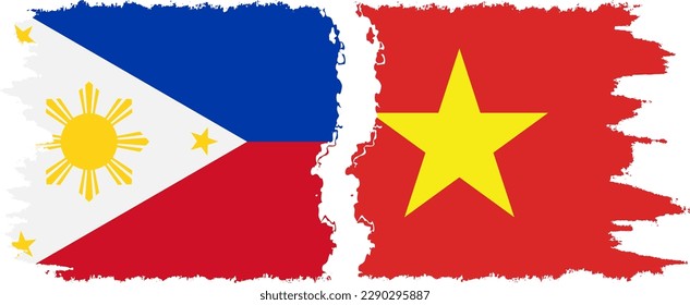 Vietnam and Philippines grunge flags connection, vector