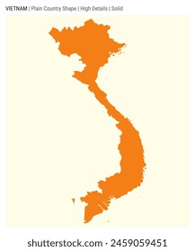 Vietnam plain country map. High Details. Solid style. Shape of Vietnam. Vector illustration.