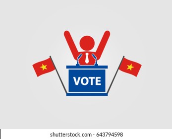 Vietnam Podium Politician Celebrate Poll