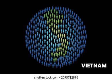 Vietnam population people map in globe vector illustration design