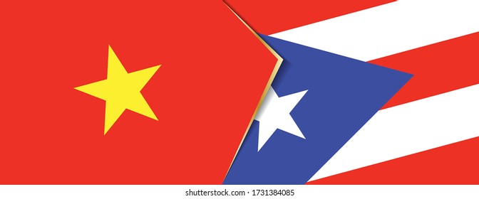 Vietnam and Puerto Rico flags, two vector flags symbol of relationship or confrontation.