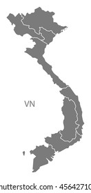 Vietnam regions Map grey