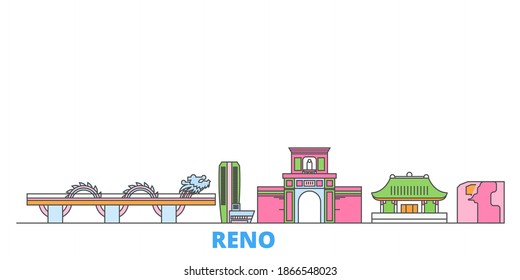 Vietnam, Reno, Danang line cityscape, flat vector. Travel city landmark, oultine illustration, line world icons