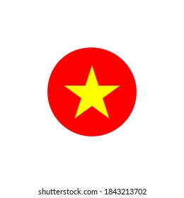 Vietnam round flag icon. National Vietnamese circular flag vector illustration isolated on white.
