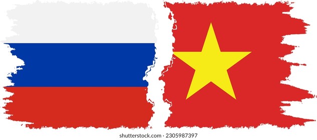 Vietnam and Russia grunge flags connection, vector