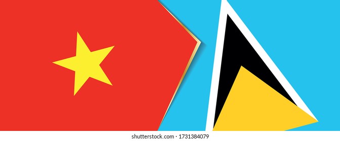 Vietnam and Saint Lucia flags, two vector flags symbol of relationship or confrontation.