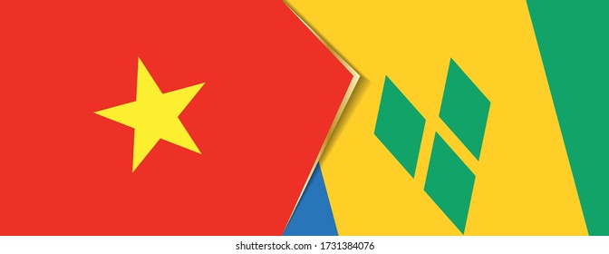 Vietnam and Saint Vincent and the Grenadines flags, two vector flags symbol of relationship or confrontation.