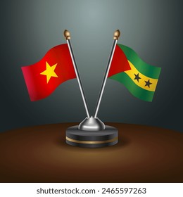 Vietnam and Sao Tome and Principe table flags relation with gradient backgrund. Vector Illustration