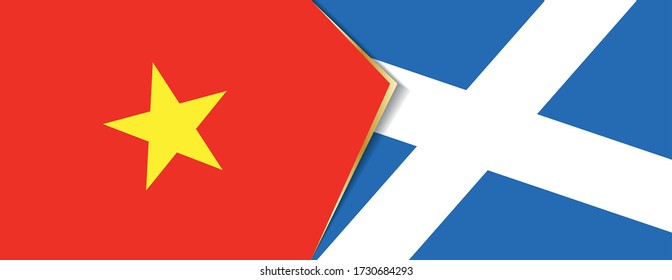 Vietnam and Scotland flags, two vector flags symbol of relationship or confrontation.