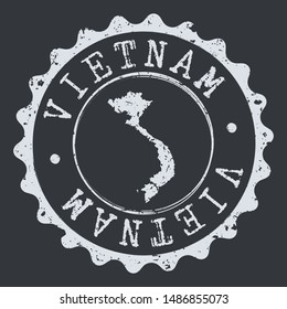 Vietnam Seal. Silhouette Postal Passport Stamp. Round Vector Icon Postmark.