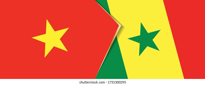 Banderas de Vietnam y Senegal, dos banderas vectoriales símbolo de relación o enfrentamiento.