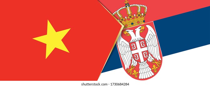 Vietnam and Serbia flags, two vector flags symbol of relationship or confrontation.