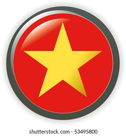 Vietnam, shiny button flag vector illustration