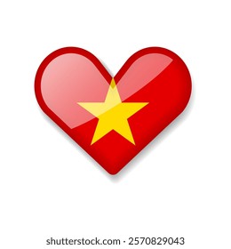 Vietnam - Shiny Flag in the Form of Heart. Vector Illustration.