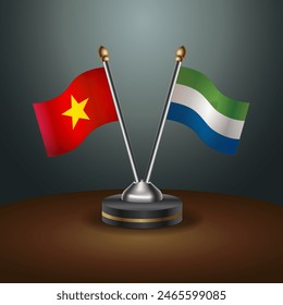 Vietnam and Sierra Leone table flags relation with gradient backgrund. Vector Illustration