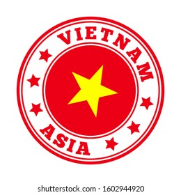 Vietnam Sign. Round Country Logo With Flag Of Vietnam. Vector Illustration.