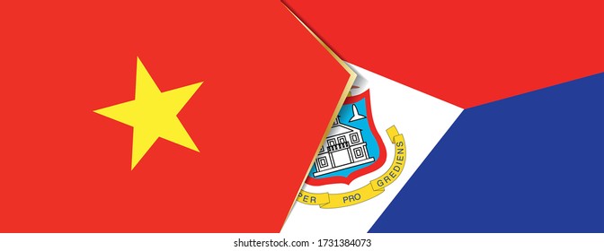 Banderas de Vietnam y San Martín, dos banderas vectoriales símbolo de relación o enfrentamiento.
